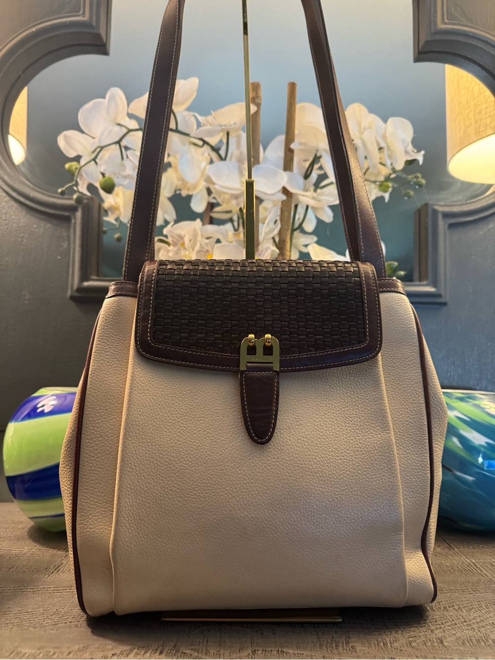Bally Authentic VINTAGE Woven Leather Flap Gold Tone Hardware